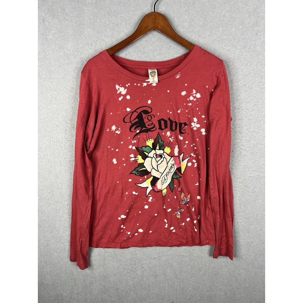 ED HARDY Christian Audigier Vintage Y2K True Love Graphic Long-Sleeve Tee Size L